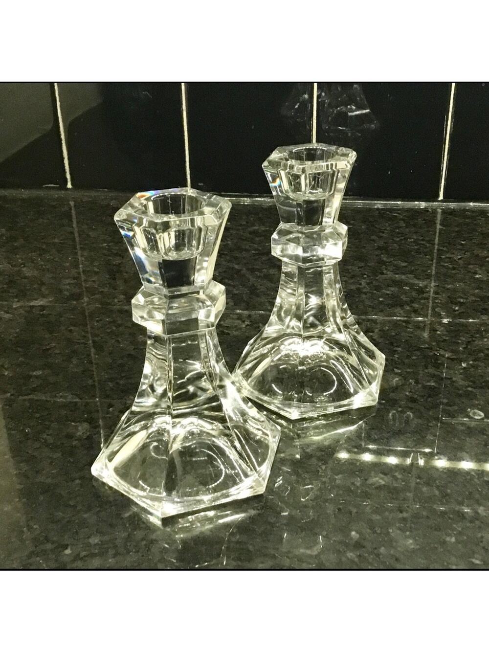 Clear Glass Taper Candle Holders
